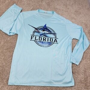 Florida Marlin Men's XL Long Sleeve Fishing Sun Protection T-Shirt 50 SPF Blue